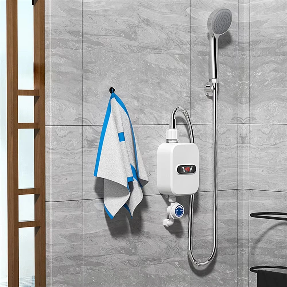 (image for) 3000W/3500W Portable Mini Water Heater 110V/220V Instant Electric Heater IPX4 Waterproof Adjustable Temperature for Shower EU/UK/US Plug