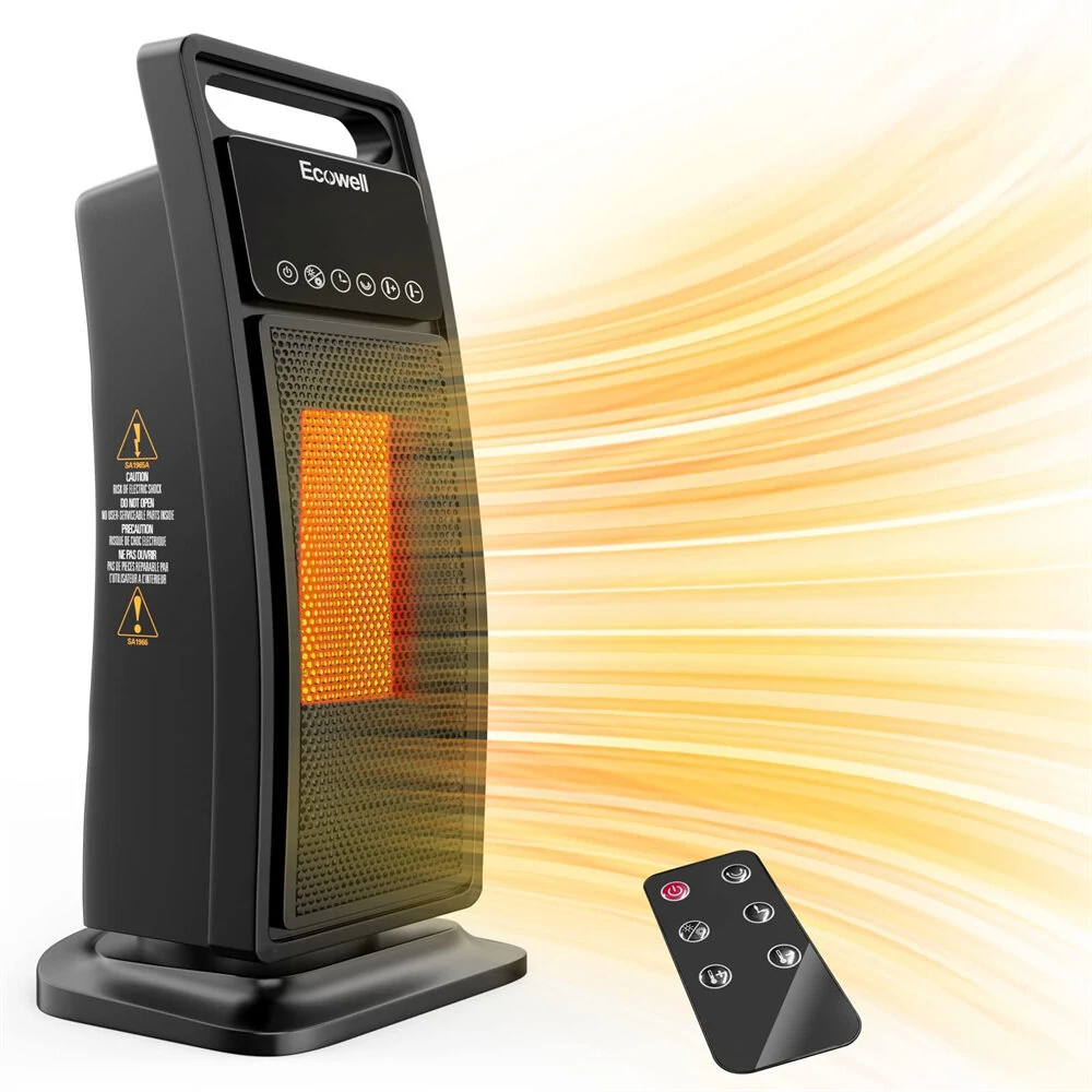(image for) Ecowell 21" Tower Heater with Remote 2000W Ceramic Warm Air Fan Portable Heater for Home Bedroom Office